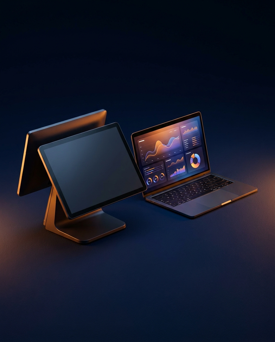 Punto de venta y computadora con tableros de software y automatización